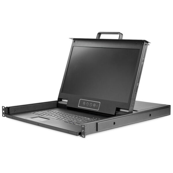 Consola KVM HD 1080p de Montaje en Rack de Servidores - Teclado QWERTY - KVM de 1 Puerto VGA con Monitor LCD de 17" - Switch KVM 1U con Cables - USB - MTBF 50000