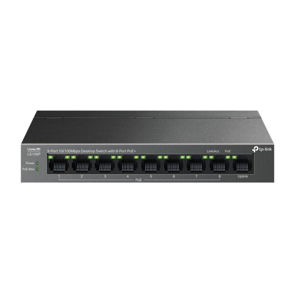 LiteWave LS109P switch No administrado Fast Ethernet (10/100) Energía sobre Ethernet (PoE) Negro