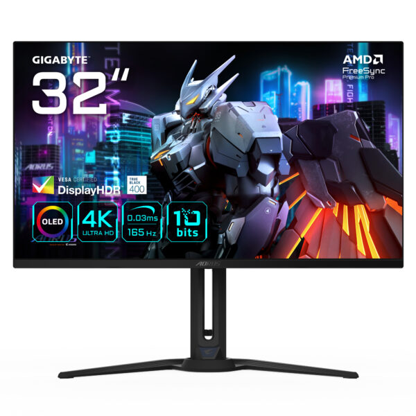 AORUS FO32U 31,5 Monitor de juegos UHD - 3840 x 2160 (UHD), 165Hz, 0,03ms, 250 cd/m², FreeSync Premium Pro, DisplayHDR True Black 400, HDMI 2.1, DisplayPort 1.4