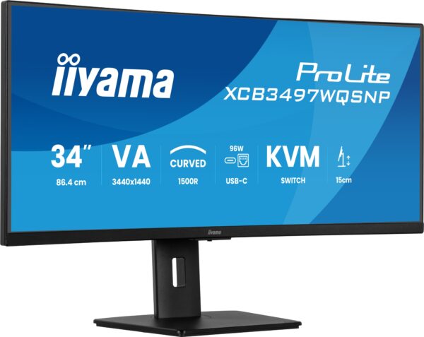 ProLite XCB3497WQSNP-B1 pantalla para PC 86,4 cm (34") 3440 x 1440 Pixeles UltraWide Quad HD LED Negro