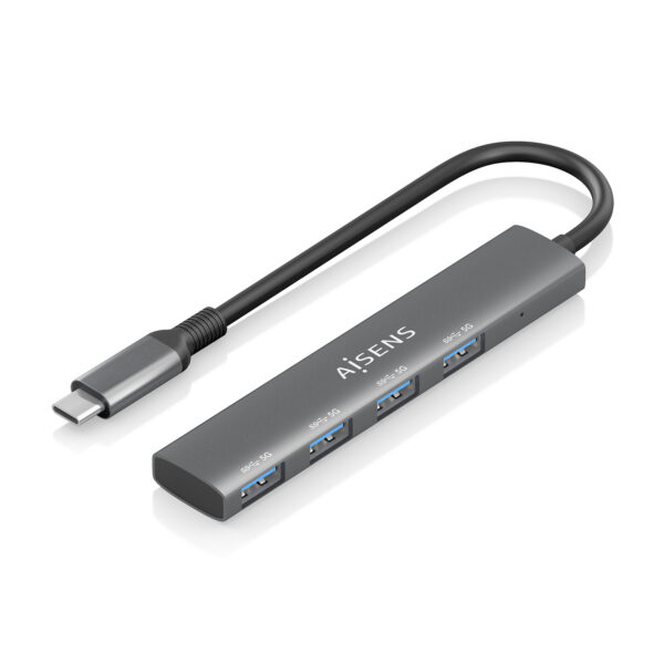 Hub USB 3.1 USB-C, USB-C/M-4x Tipo A/H, Gris, 15cm