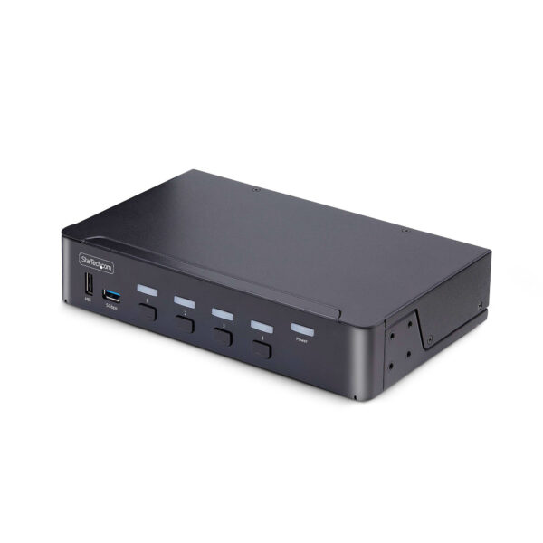 Switch Conmutador KVM DisplayPort de 4 Puertos - 8K60/4K144 - para Un Monitor - DP 1.4 - 2x USB 3.0 - 4x USB 2.0 HID - Botones y Teclas de Acceso Rápido - TAA