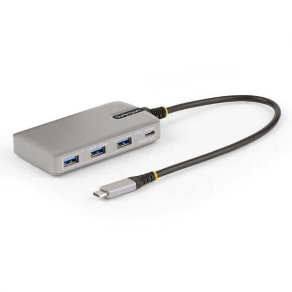 Hub Ladrón USB-C de 4 Puertos con Modo Alt de DP para USB-C y Salida de Vídeo de 4K 60Hz - 3x USB-A - 1x USB Tipo C - PD 100W - USB 3.2 10Gbps - Cable 30cm - Portátil