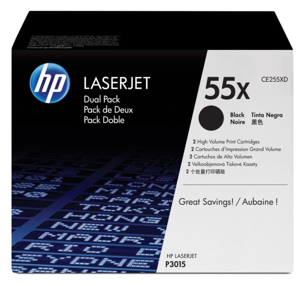 Pack de ahorro de 2 cartuchos de tóner original LaserJet 55X de alta capacidad negro