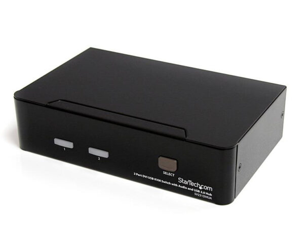 Conmutador Switch KVM - 2 puertos USB 2.0 - Audio Vídeo DVI