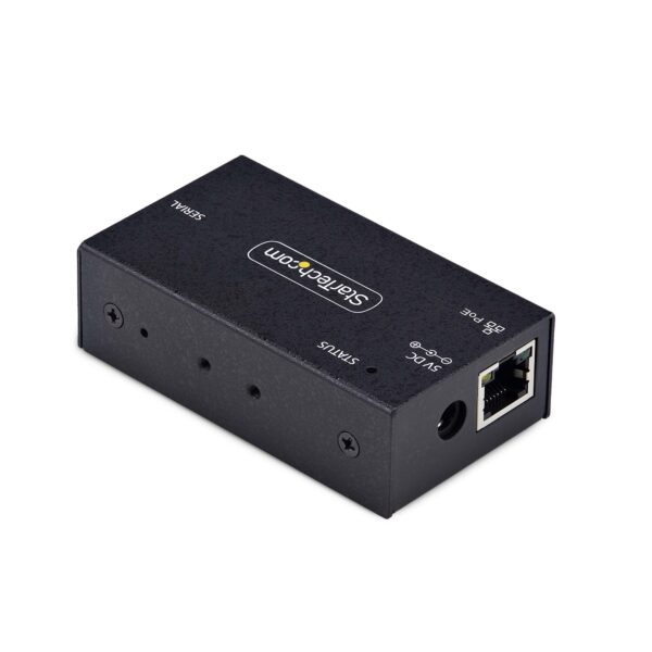 Adaptador Serie a Ethernet - Conversor RJ45 LAN IP a DB9 RS232 - Servidor de Dispositivos Serie Remotos de 1 Puerto PoE 802.3af - Carcasa de Metal - Pared o Carril DIN - TAA