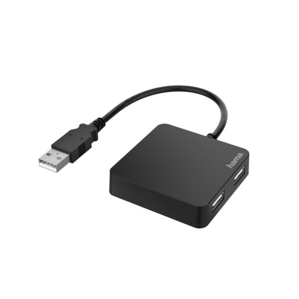 HUB USB 2.0 con 4 Puertos (Concentrador USB con 4 USB A, Compacto, Transferencia de Datos hasta 480 Mbits/s), Color Negro