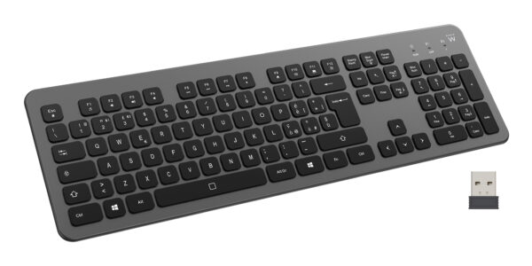 EW3296 teclado Universal RF inalámbrica + USB QWERTY Español Negro, Gris