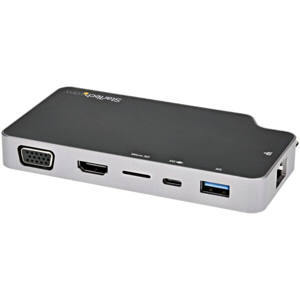 Adaptador Multipuertos USB C - Docking Station USB 3.1 Tipo C a Vídeo HDMI de 4K o VGA - PD Pass-through de 100W - Hub Ladrón USB de 2 Puertos - 10Gbps - Lector MicroSD - GbE