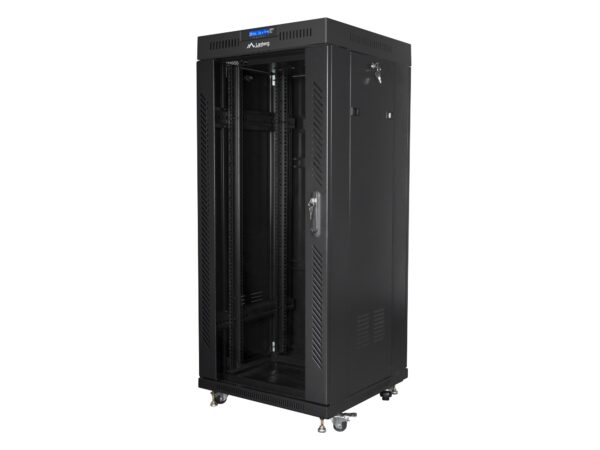 free standing rack 19inch cabinet 27U 600x600 glass door LCD flat pack black Rack o bastidor independiente
