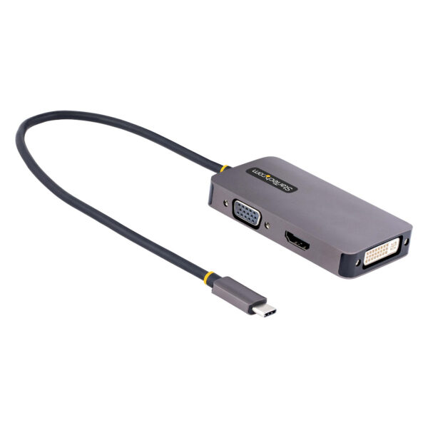 Adaptador de Vídeo USB C, Adaptador USB Tipo C a HDMI VGA DVI hasta 4K 60Hz, Adaptador de Pantalla Multipuertos, Compatible con Thunderbolt 3/4, Adaptador de Viajes