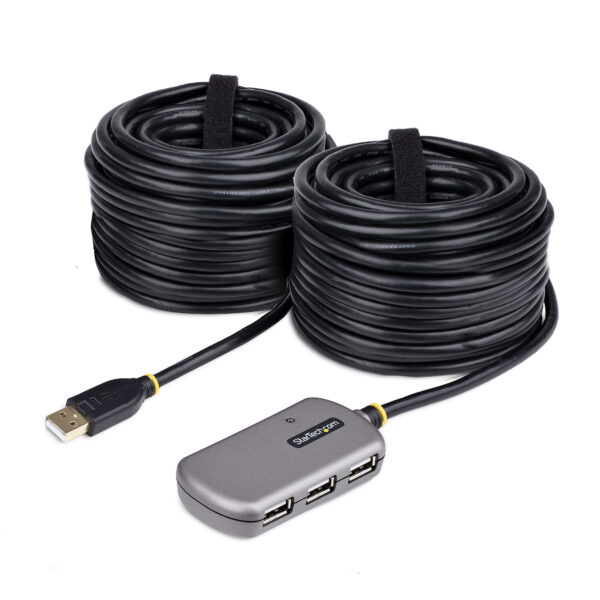 Hub Extensor USB - Concentrador USB con Cable de Extensión de 24m - Cable Alargador USB con Ladrón USB - Repetidor USB Activo o Alimentado por el Bus - Fuente 10W