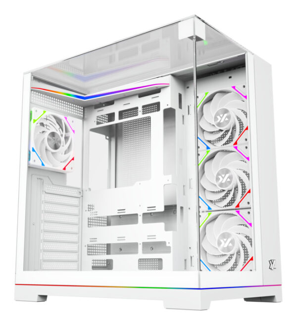 TESSERACT A-RGB, TORRE GAMING, 4x VENTILADORES, 3D ULTRA-PANORAMICO,BTF, TYPO C, ATX, BANCA