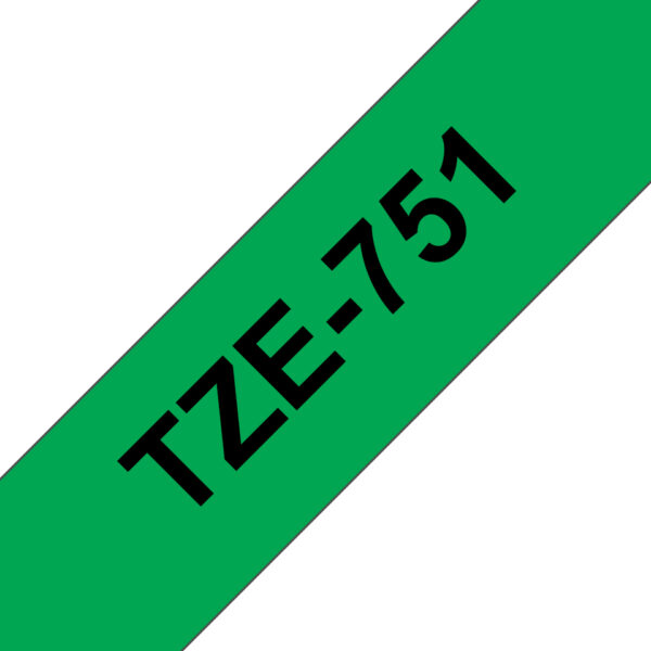 TZE-751 cinta para impresora de etiquetas Negro sobre verde