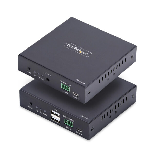 Extensor KVM HDMI 4K 60Hz por Redes Ethernet IP - Alargador KVM HDMI y USB por Ethernet - Sin Controladores - Juego Transmisor/Receptor - AVoIP - Incluye Elementos de Montaje