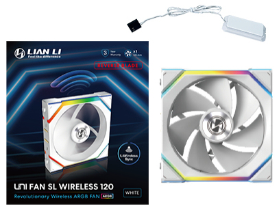 UNI FAN SL Wireless 120 Reverse Blade Carcasa del ordenador Ventilador 12 cm Blanco 1 pieza(s)