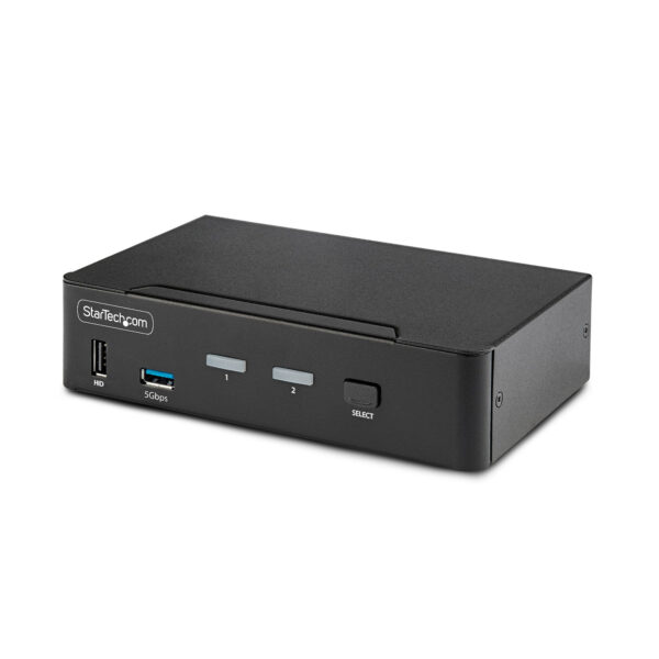 Switch Conmutador KVM DisplayPort de 2 Puertos - 8K60/4K144 - para Un Monitor - DP 1.4 - 2x USB 3.0 - 4x USB 2.0 HID - Conmutado por Botones y Teclas de Acceso Rápido - TAA