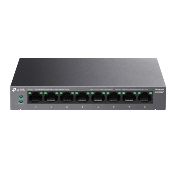 LiteWave LS108GP switch No administrado Gigabit Ethernet (10/100/1000) Energía sobre Ethernet (PoE) Negro