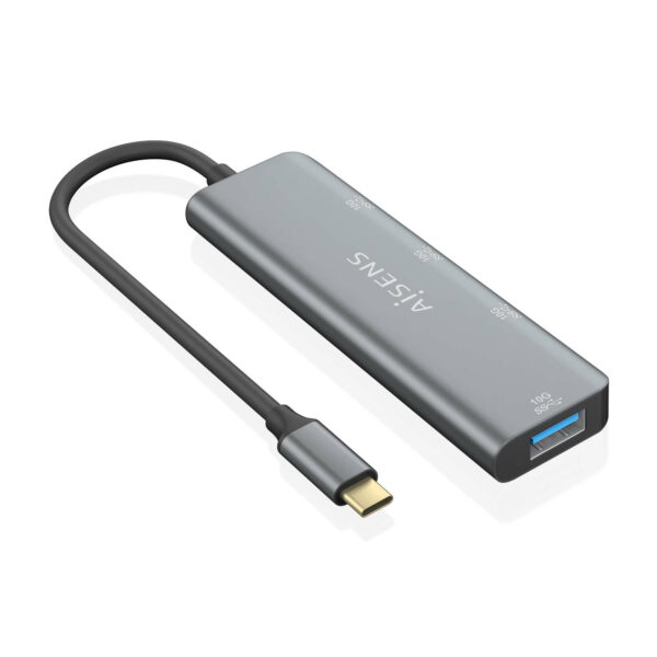 Hub USB 3.2 Gen2 10G USB-C, USB-C/M-1xUSB-C/H-3xUSB-A/H, Gris, 15 cm