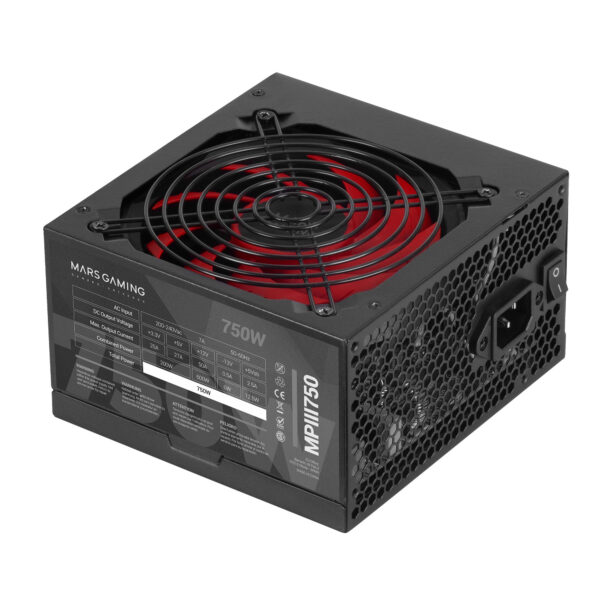 MPIII750, Fuente Alimentación PC ATX 750W, 5 Años de Garantía, 85% Eficiencia, Sistema Digital APFC, Ventilador FDB 120mm AI-RPM, Tecnologías DC-DC y SMD, Cables Planos Extralargos, Negro