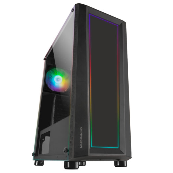 MC-ART Negro, Caja PC Gaming ATX, Doble Cristal Templado Dibujable, ARGB 12 Modos, Ventilador 12cm