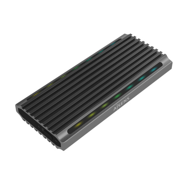 Caja Externa M.2 RGB Gaming ASM2-RGB011GR SATA/NVMe A USB3.1 Gen2, Gris