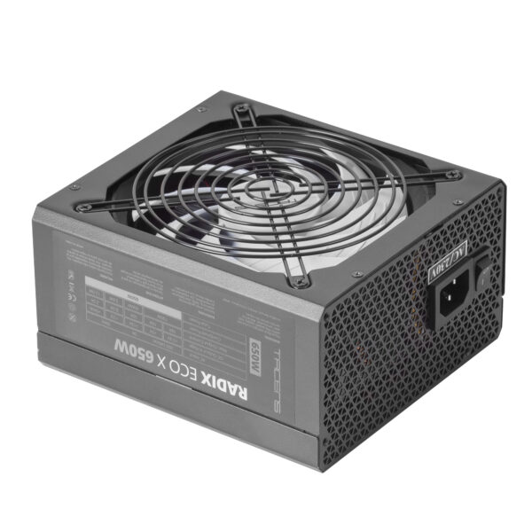 RADIX ECO X 650, Fuente Alimentación PC ATX 650W, 6 Años Garantía, Tecnología Silenciosa AI-RPM, +87% Eficiencia, Negro