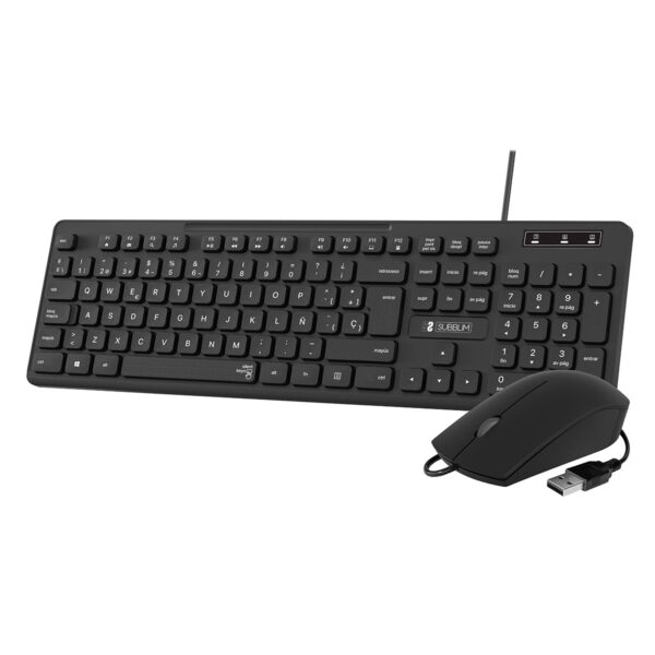 Teclado Ergonómico y ratón Combo Business Slim Silencioso con cable USB