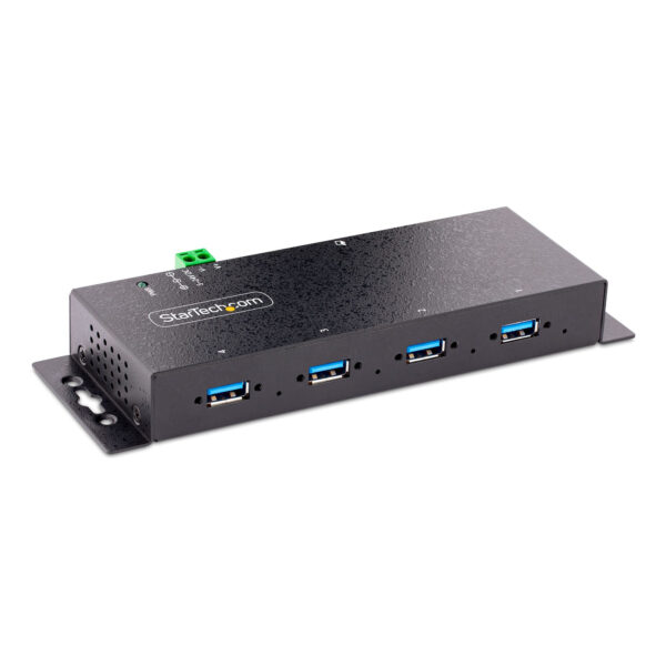 Hub Industrial USB 3.0 de 5Gbps de 4 Puertos - Concentrador USB con Protección de Picos y Descargas ESD - Ladrón USB-A de Montaje en Pared/Escritorio/DIN