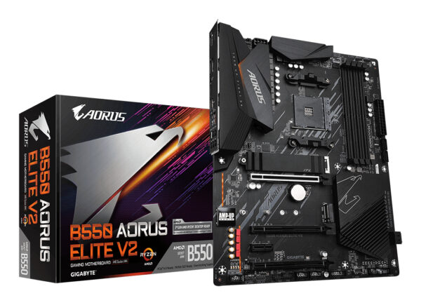 B550 AORUS ELITE V2 Placa base - Procesadores AMD Ryzen 5000, VRM de 12+2 fases, hasta 4733 MHz DDR4, 1xPCIe 4.0 + 1xPCIe 3.0 M.2, LAN 2.5GbE, USB 3.2 Gen 2