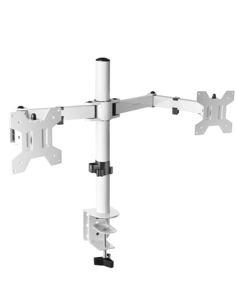 MARM2 Blanco, Soporte de Monitor Dual de Brazo para Pantallas Hasta 27, Articulado y Regulable en Altura, Estructura Robusta, Compatible con VESA75 y VESA100