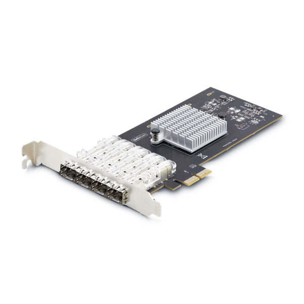 Tarjeta PCIe 2.1x2 (Compatible con x4, x8 y x16) de Red de Fibra Óptica/Cobre Ethernet 1Gb SFP de 4 Puertos - Chipset Controlador Intel I350-AM4 - 1000BASE/Fibra Óptica - Windows o Linux
