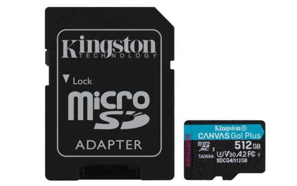 Tarjeta microSDXC Canvas Go Plus Gen4 de 512 GB, 200 MB/s, A2 U3 V30 y adaptador