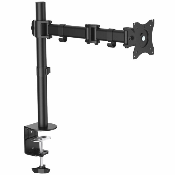 Soporte VESA de Sobremesa para 1 Monitor - Base para Pantallas VESA de hasta 34" con Mástil Articulado - Altura Ajustable - de Montaje mediante Abrazadera/ Ojal - Negro