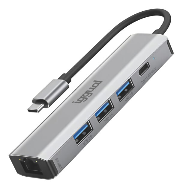 IGG320181 hub de interfaz USB 3.2 Gen 1 (3.1 Gen 1) Type-A 5000 Mbit/s Gris