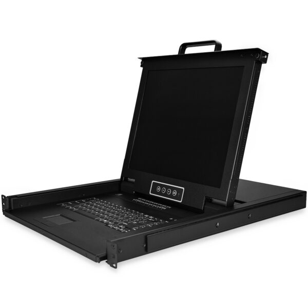 Consola KVM de 16 Puertos para Montaje en Rack con Cables de 1,8m - Teclado QWERTY - Conmutador KVM integrado con monitor LCD de 17" - Switch KVM LCD 1U - OSD - 50000 MTBF