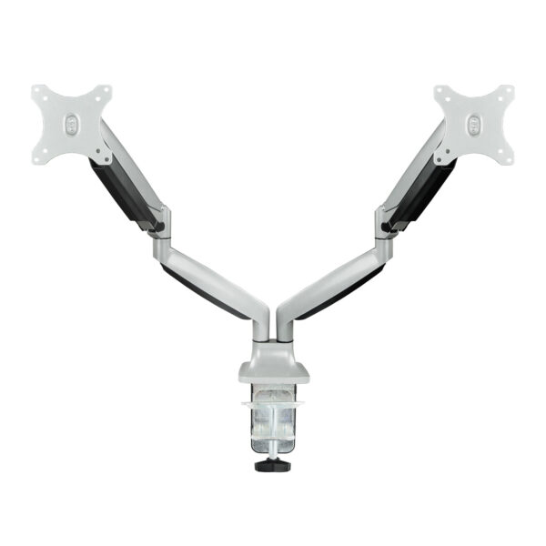 Soporte de Mesa Giratorio e Inclinable para 2 Pantallas (Monitor / TV Plasma / LCD / LED) 13  32, de Dos Brazos, Plata