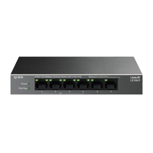 LiteWave LS106LP switch No administrado Fast Ethernet (10/100) Energía sobre Ethernet (PoE) Negro