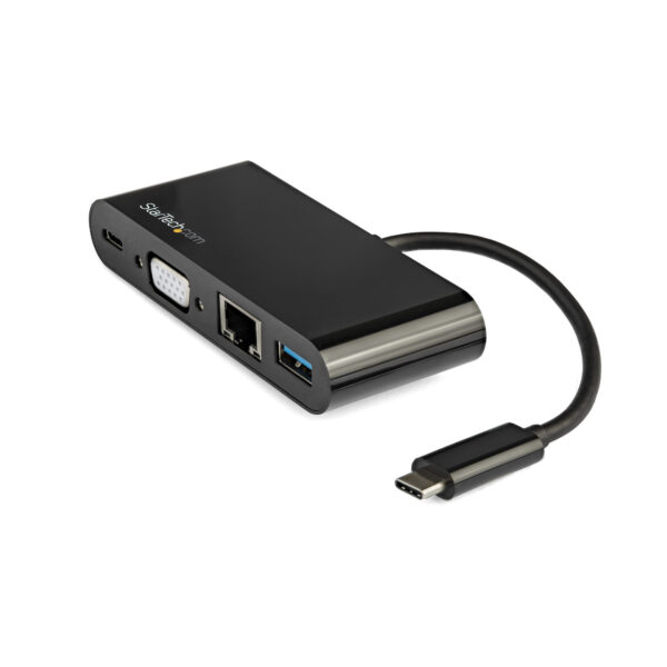 Docking Station USB-C para Portátiles - Mini Replicador de Puertos para Monitor VGA 1080p - Entrega de Alimentación de 60W Passthrough - USB 3.1 Gen 1 Tipo-A 5Gbps, Gigabit Ethernet - Adaptador Multipuertos USB Tipo C