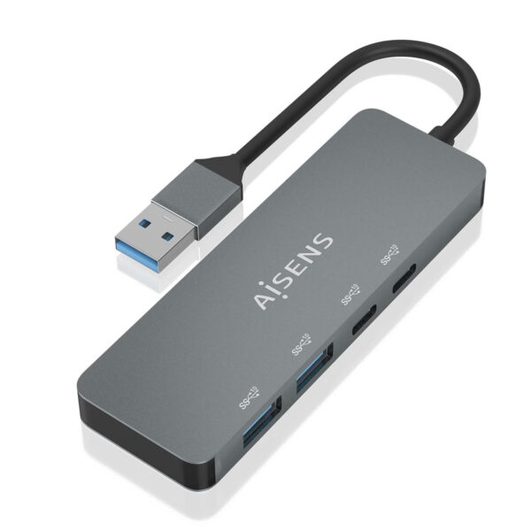 Hub USB 3.2 Gen2 10G USB-A, USB-A/M-2xUSB-C/H-2xUSB-A/H, Gris, 15cm