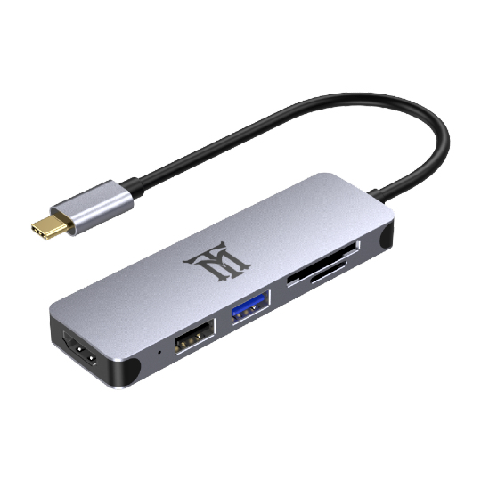 Premium MTHUB5 base para portátil y replicador de puertos USB 3.2 Gen 2 (3.1 Gen 2) Type-C Aluminio, Gris