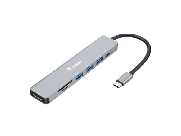 133494 Adaptador multifunción USB-C 7 en 1, HDMI 4K/60Hz, USB 3.2 Gen1 x 3 , TF/MICRO SD, 100W USB PD