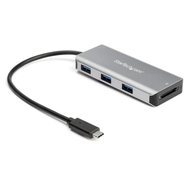 Hub Ladrón USB-C de 3 Puertos 10Gbps y Lector de Tarjetas de Memoria Flash SD - con 3 Puertos USB-A y 1 Ranura SD - Adaptador Hub Concentrador 3.2 Gen 2 Tipo C - Portátil - Hub para Ordenador Portátil - Alimentado por USB - Compatible TB3