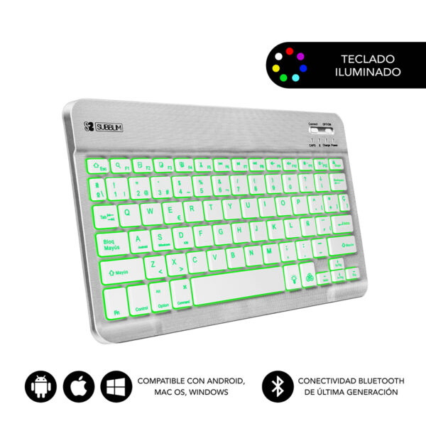 Teclado Retroiluminado Bluetooth Smart Backlit BT Keyboard Silver