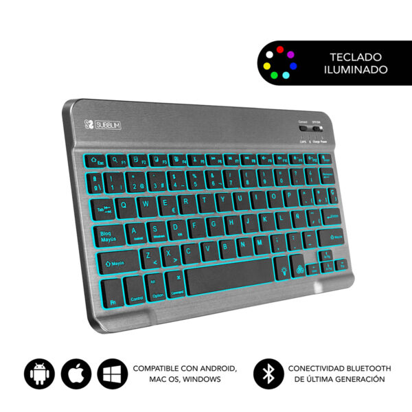 Teclado Retroiluminado Bluetooth Smart Backlit BT Keyboard Grey