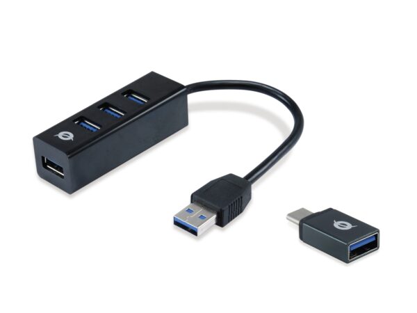 HUBBIES04B hub de interfaz USB 3.2 Gen 1 (3.1 Gen 1) Type-A 5000 Mbit/s Negro