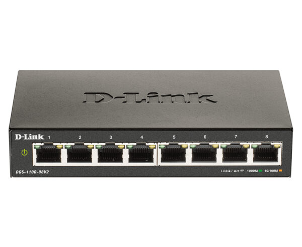 DGS-1100-08V2 Gestionado L2 Gigabit Ethernet (10/100/1000) Negro