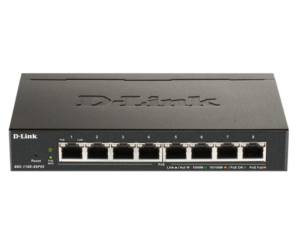 DGS-1100-08PV2 Gestionado L2/L3 Gigabit Ethernet (10/100/1000) Energía sobre Ethernet (PoE) Negro