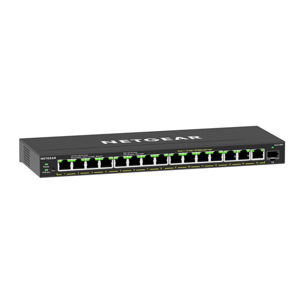 GS316EP-100PES switch Gestionado Gigabit Ethernet (10/100/1000) Energía sobre Ethernet (PoE) Negro