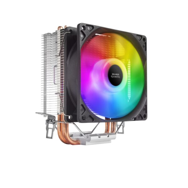 MCPUARGB, Disipador CPU RGB, 2 Heatpipes HCT, TDP 130W, Silencioso, PWM